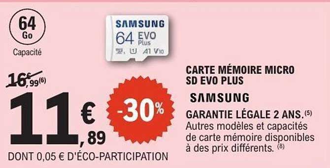CARTE MÉMOIRE MICRO SD EVO PLUS SAMSUNG