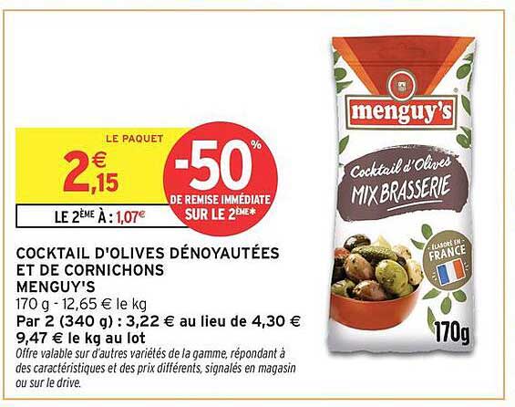 COCKTAIL D'OLIVES DÉNoyautées ET DE CORNICHONS MENGUY'S
