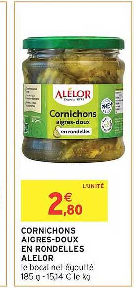 CORNICHONS AIGRES-DOUX EN RONDELLES ALELOR