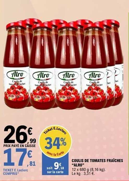 COULIS DE TOMATES FRAÎCHES "ALRO"