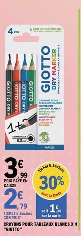 CRAYONS POUR TABLEAUX BLANCS X 4 "GIOTTO"