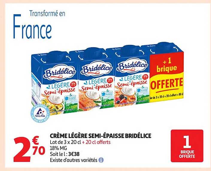 CRÈME LÉGÈRE SEMI-ÉPAISSE BRIDÉLICE