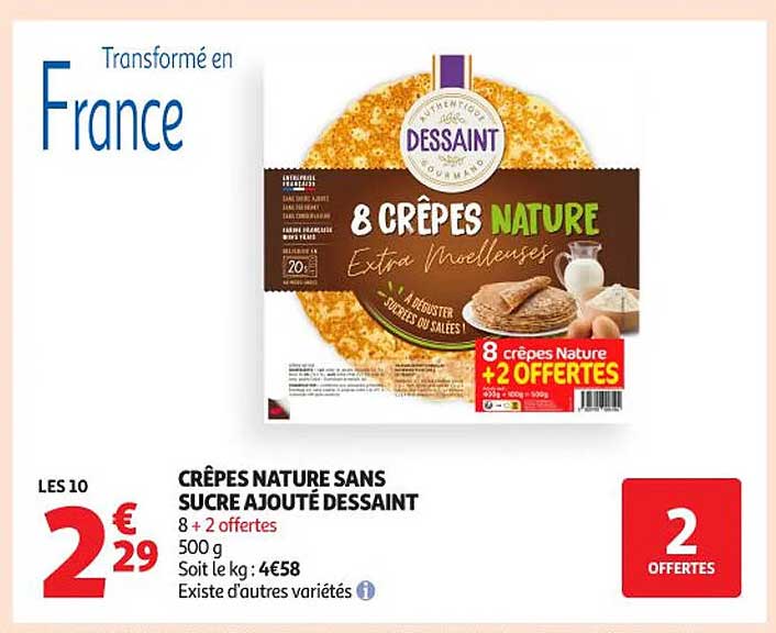 CRÊPES NATURE SANS SUCRE AJOUTÉ DESSAINT