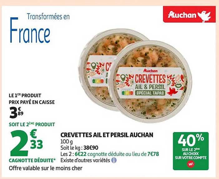 CREVETTES AIL ET PERSIL AUCHAN