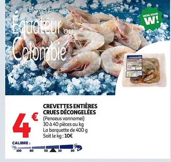 CREVETTES ENTIÈRES CRUES DÉCONGELÉES