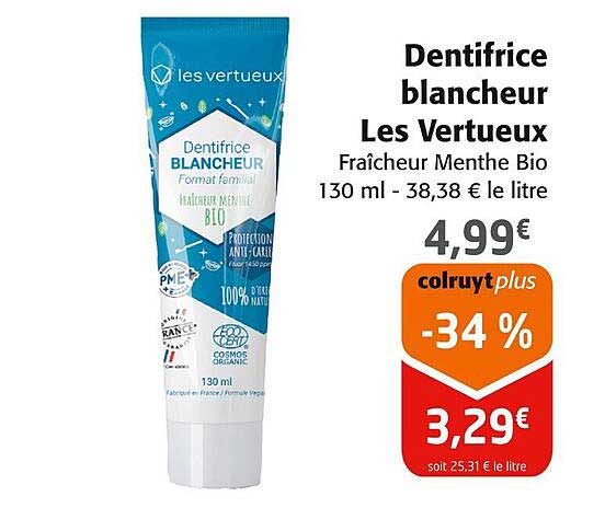 Dentifrice blancheur Les Vertueux