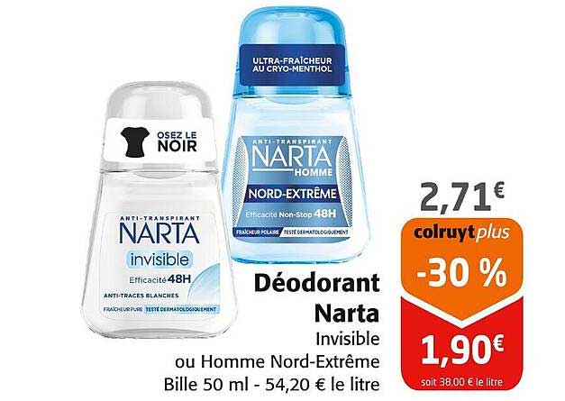Déodorant Narta Invisible ou Homme Nord-Extrême