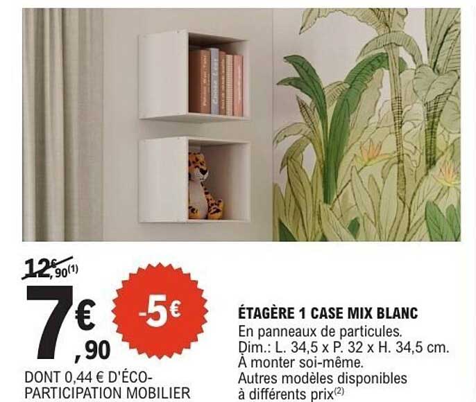 ÉTAGÈRE 1 CASE MIX BLANC