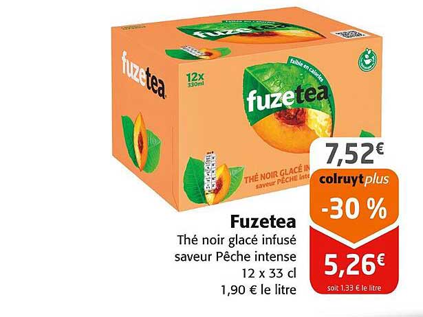 Fuzetea Thé noir glacé infusé saveur Pêche intense