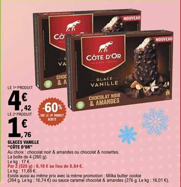 GLACES VANILLE "CÔTE D'OR"