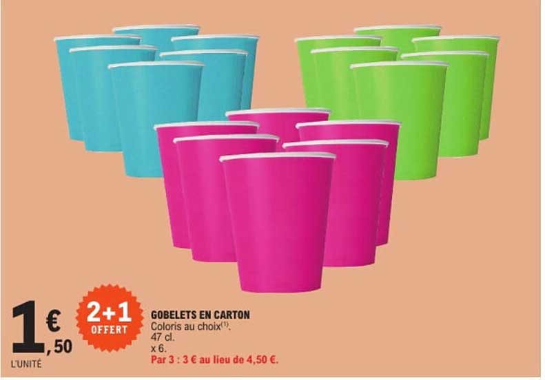Gobelets en carton - 2+1 offert