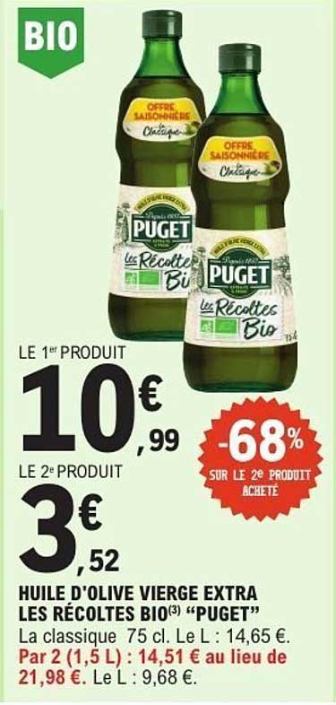 HUILE D'OLIVE VIERGE EXTRA LES RÉCOLTES BIO "PUGET"