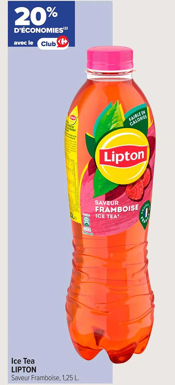 Ice Tea LIPTON Saveur Framboise, 1,25 L