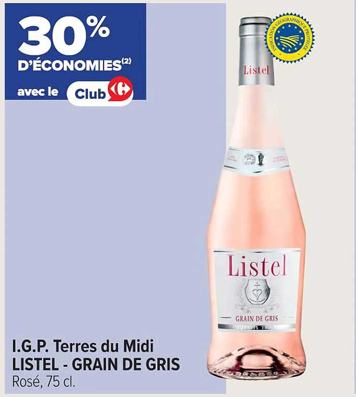 I.G.P. Terres du Midi LISTEL - GRAIN DE GRIS Rosé, 75 cl
