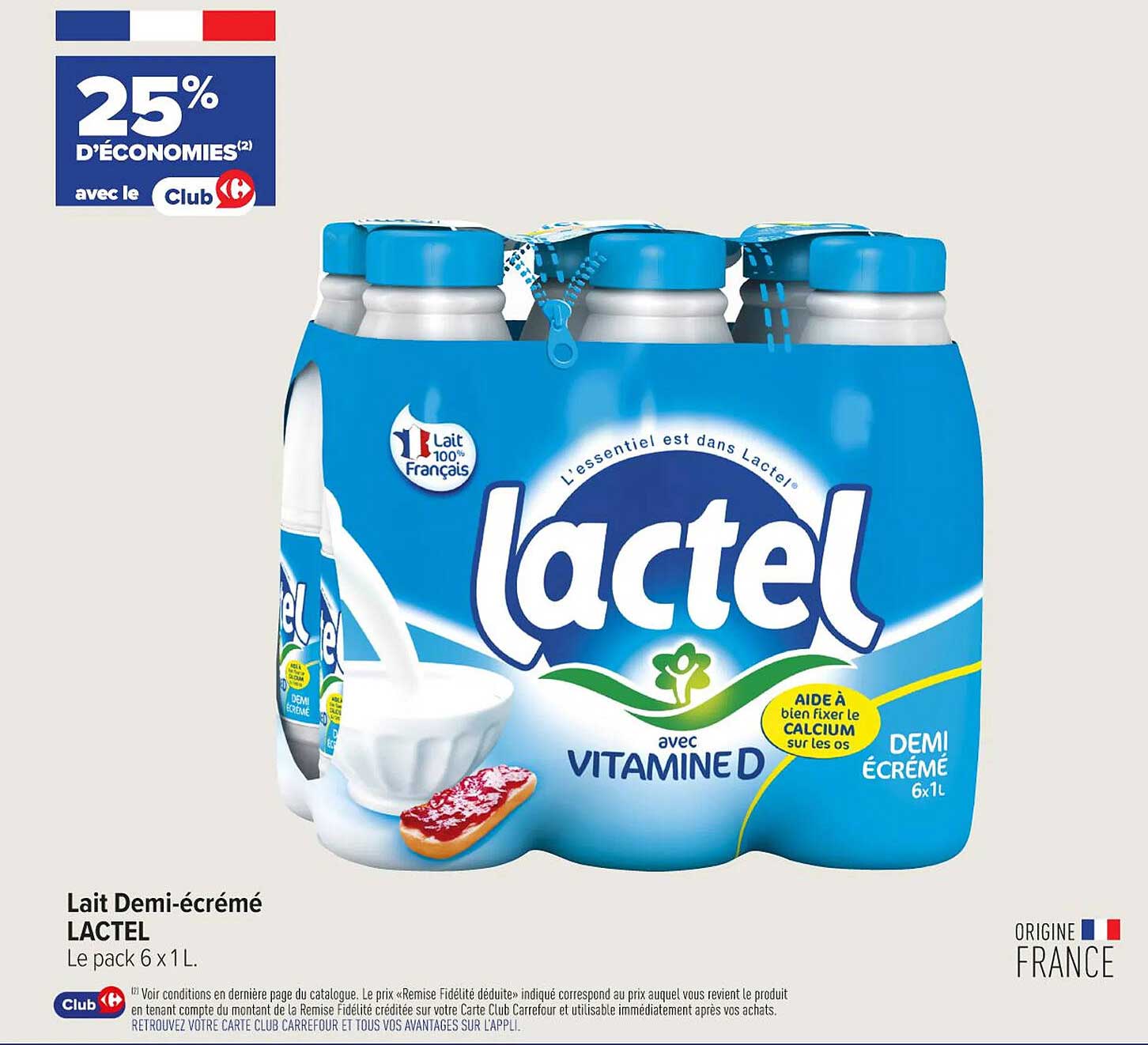 Lait Demi-écrémé LACTEL