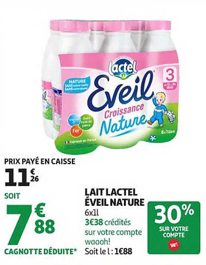 LAIT LACTEL ÉVEIL NATURE 6x1l