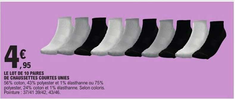 LE LOT DE 10 PAIRS DE CHAUSSETTES COURTES UNIES