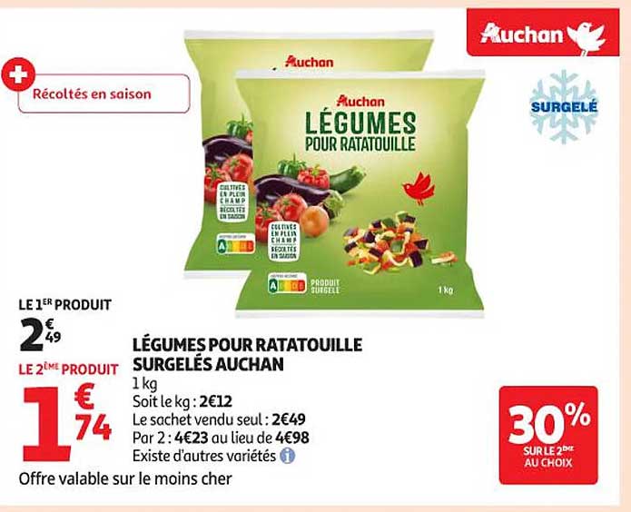 Légumes pour ratatouille surgelés Auchan