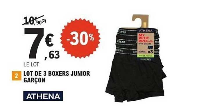 LOT DE 3 BOXERS JUNIOR GARÇON