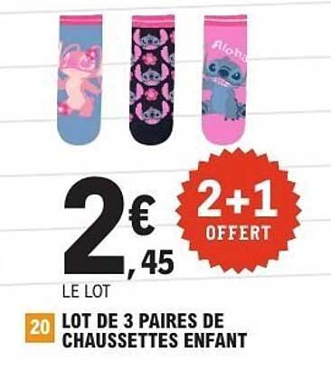 LOT DE 3 PAIRE DE CHAUSSETTES ENFANT