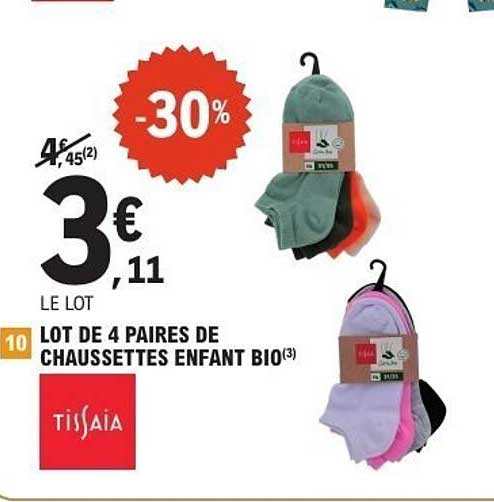 LOT DE 4 PAIRES DE CHAUSSETTES ENFANT BIO
