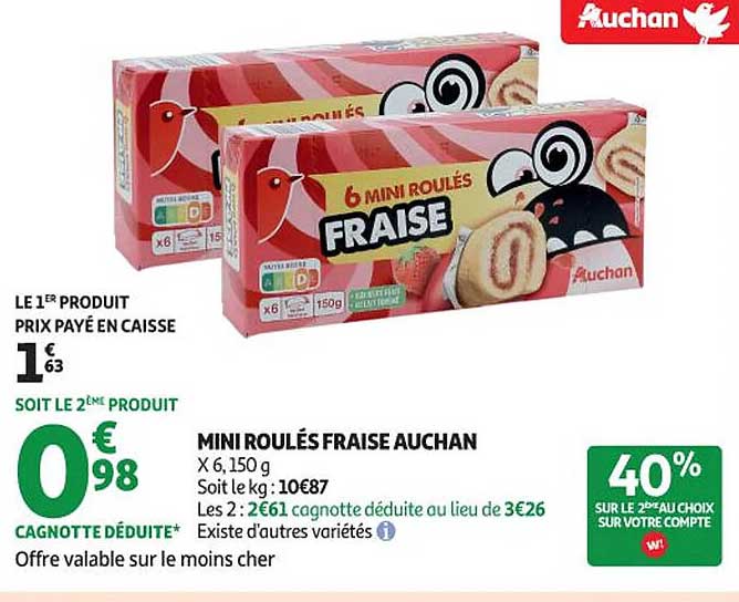 MINI ROULÉS FRAISE AUCHAN
