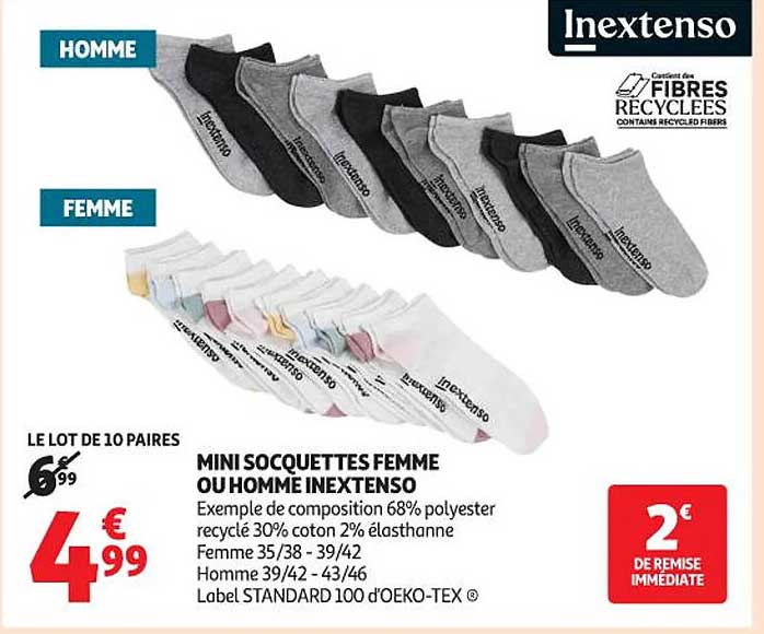 MINI SOCQUETTES FEMME OU HOMME INEXTENSO
