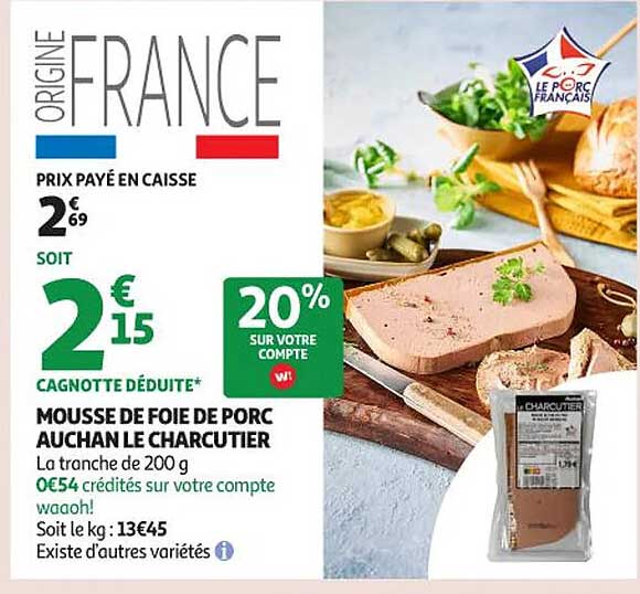 Mousse de foie de porc Auchan le Charcutier