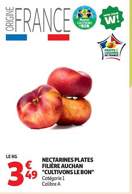 NECTARINES PLATES FILIÈRE AUCHAN "CULTIVONS LE BON"