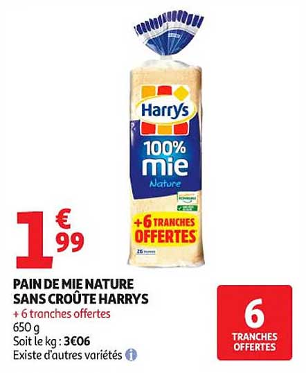 PAIN DE MIE NATURE SANS CROÛTE HARRYS
