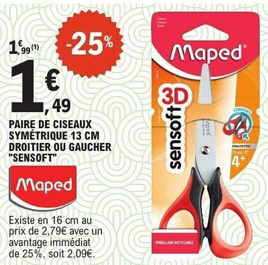 PAIRE DE CISEAUX SYMÉTRIQUE 13 CM DROITIER OU GAUCHER "SENSOFT"