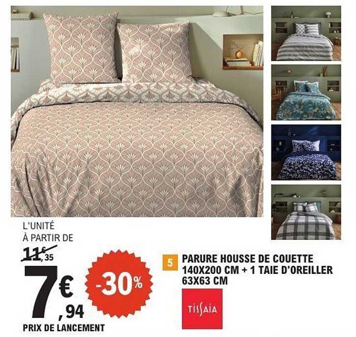 PARURE HOUSSE DE COUETTE 140X200 CM + 1 TAIE D'OREILLER 63X63 CM