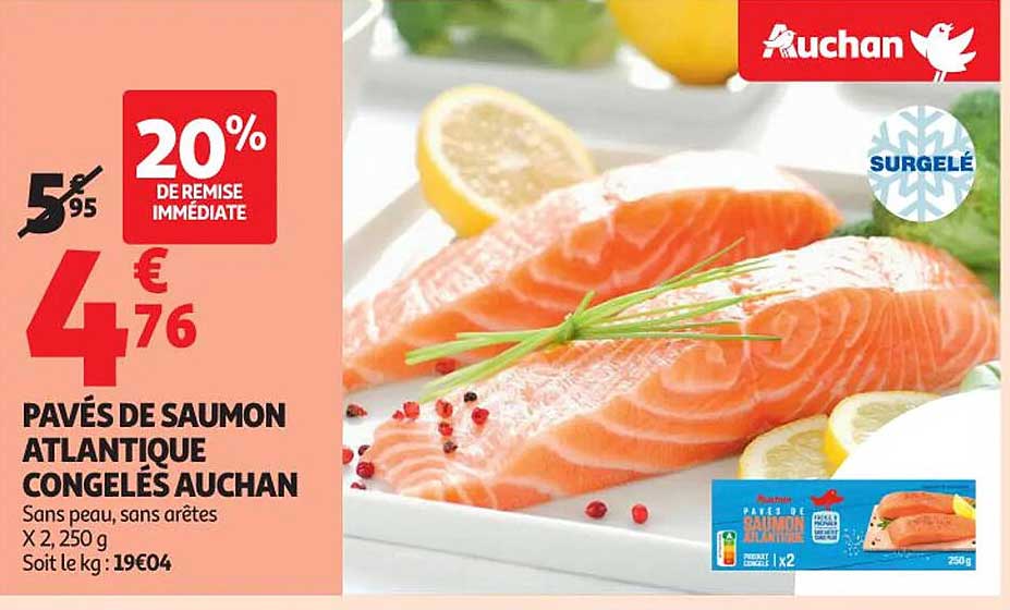 PAVÉS DE SAUMON ATLANTIQUE CONGELÉS AUCHAN
