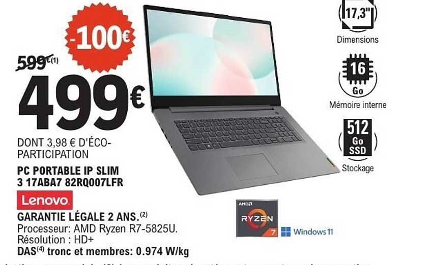 PC PORTABLE IP SLIM 3 17ABA7 82RQ007LFR