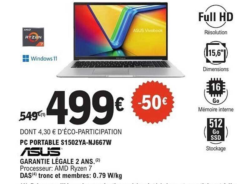 PC PORTABLE S1502YA-NJ667W ASUS