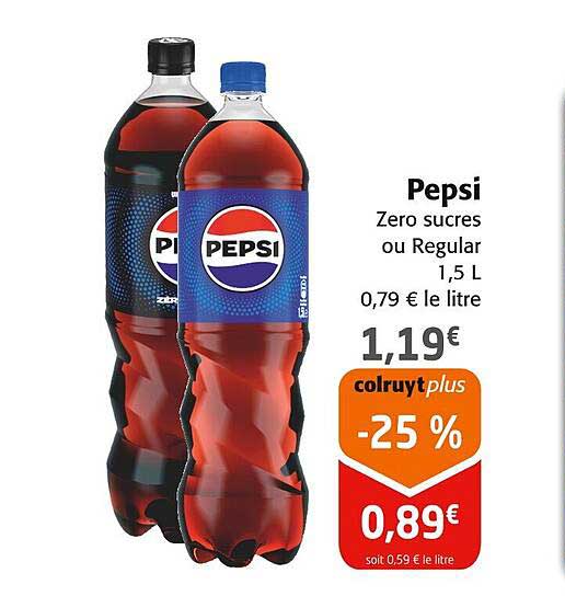Pepsi Zero sucres ou Regular 1,5 L