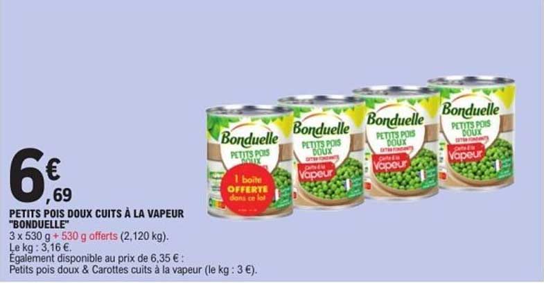 PETITS POIS DOUX CUITS À LA VAPEUR "BONDUELLE"