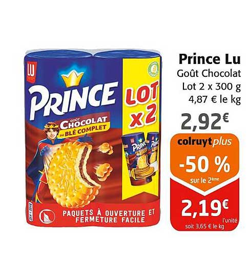 Prince Lu Goût Chocolat Lot 2 x 300 g
