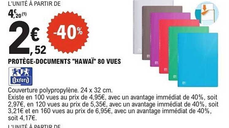 PROTÈGE-DOCUMENTS "HAWAI" 80 VUES