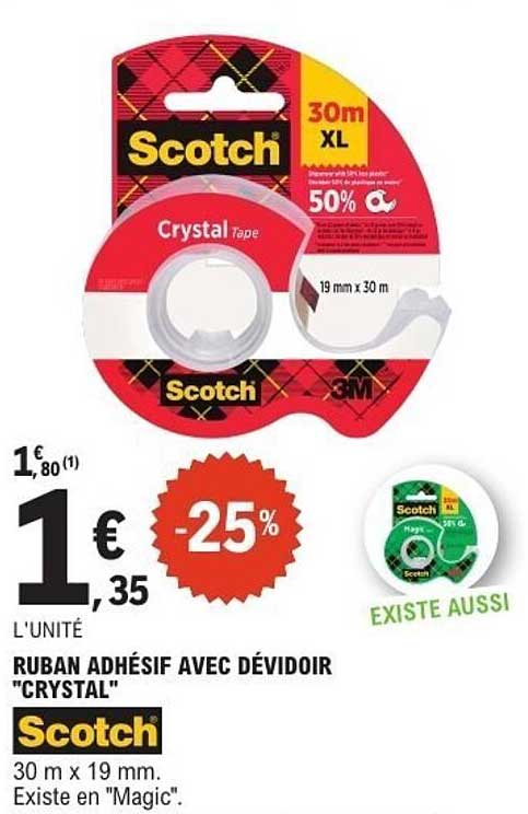 RUBAN ADHÉSIF AVEC DÉVIDOIR "CRYSTAL"