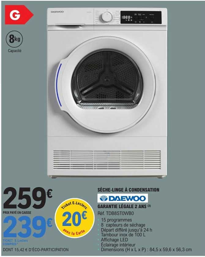 Sèche-linge à condensation Daewoo