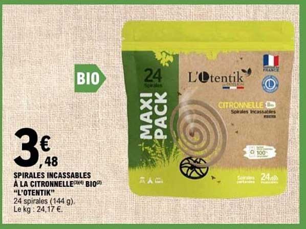 SPIRALES INCASSABLES À LA CITRONNELLE