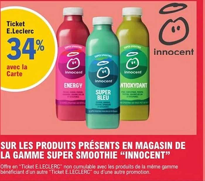 Sur les produits présents en magasin de la gamme Super Smoothie "Innocent"
