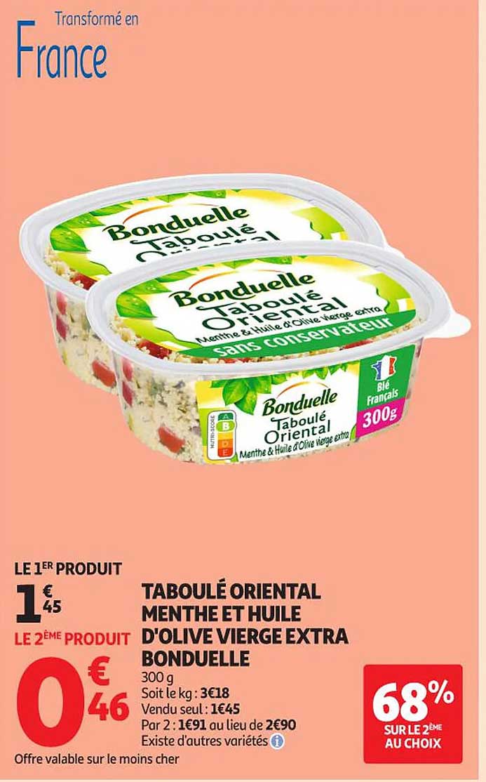 TABOULÉ ORIENTAL MENTHE ET HUILE D'OLIVE VIERGE EXTRA BONDUELLE