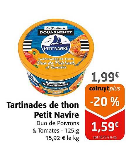 Tartinades de thon Petit Navire Duo de Poivrons et Tomates - 125 g