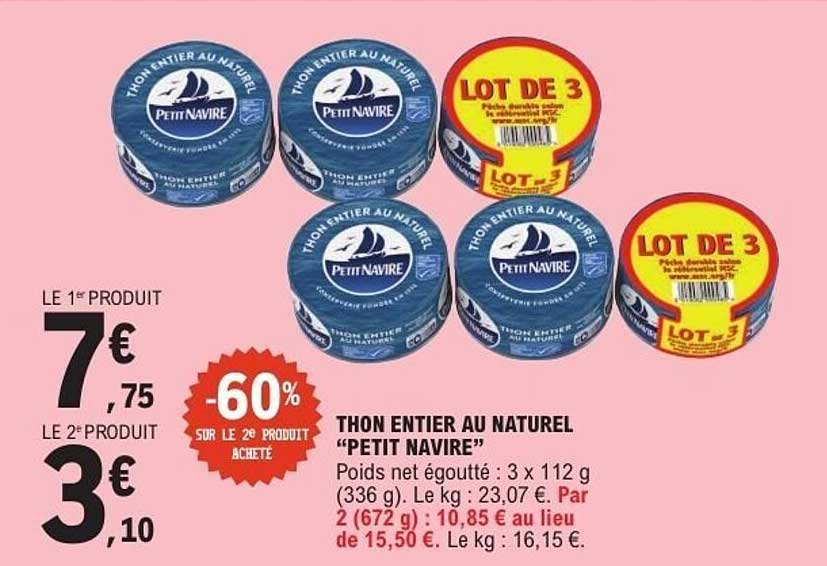 THON ENTIER AU NATUREL "PETIT NAVIRE"