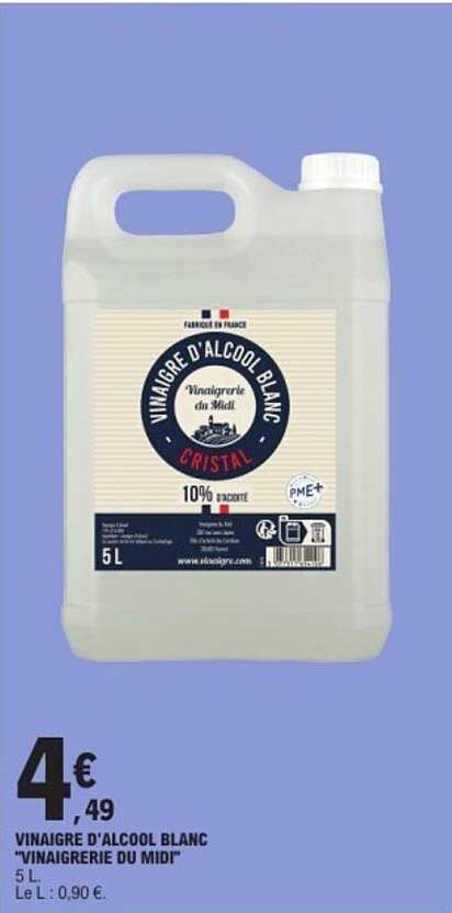 VINAGRE D'ALCOOL BLANC "VINAIGRERIE DU MIDI" 5 L