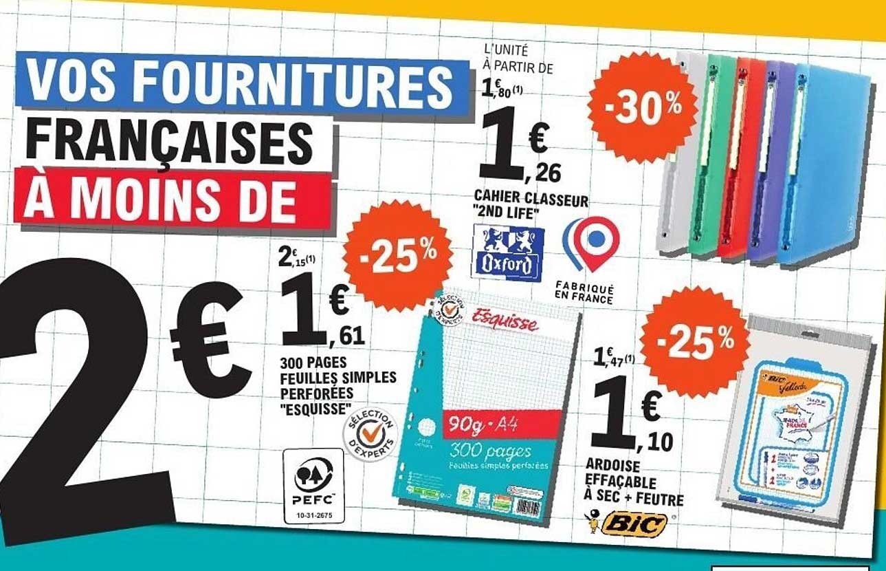 Vos fournitures françaises à moins de 2 €