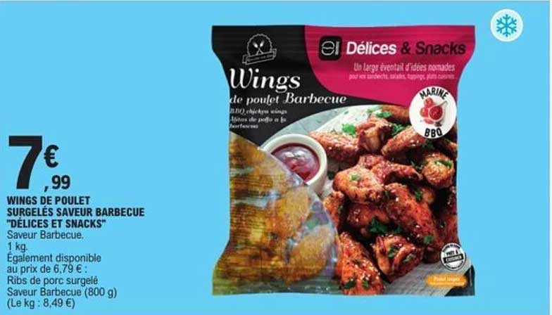 WINGS DE POULOT SURGELÉS SAVEUR BARBECUE 'DÉLICES ET SNACKS'