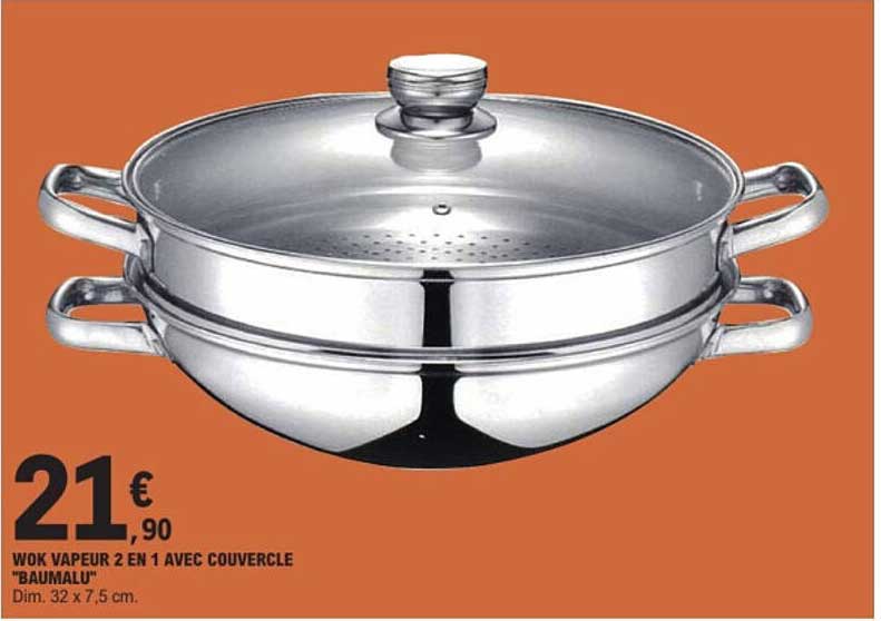 WOK VAPEUR 2 EN 1 AVEC COUVERCLE "BAUMALU"